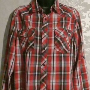 Women's Red Plaid Button Down Shirt